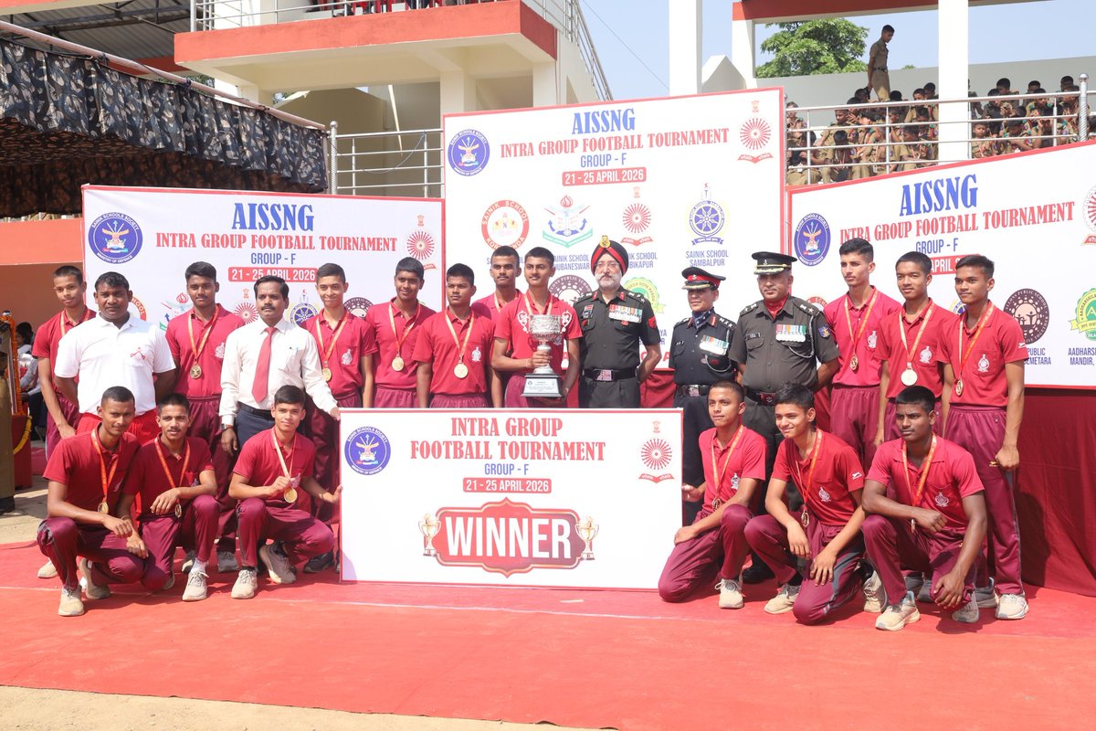 SSAPOfficial's tweet photo. Triple Triumph &amp; Laurels!!!
#SainikSchoolAmbikapur dominates the All India S S Football Tournament (Intra Group ‘F’) 2026–27  to win the Overall Championship,  Gold Winners in Junior &amp; Sub-Junior categories. A stellar performance! Memories of a lifetime!
#SainikSchoolsSociety https://t.co/TspQGt12Pa