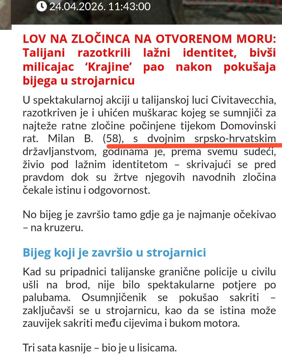 Pao krajišnik ,svi imaju HR papire. Ko vam ih dade majku mu. Triba vidit datum izdavanja putovnice. Zokijeva vlada srba 100%
