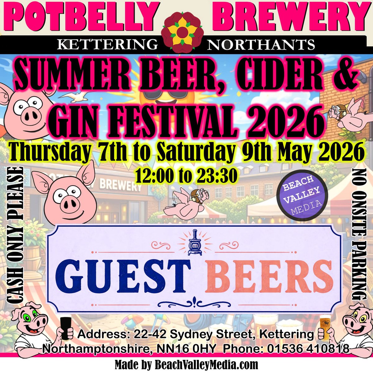 PotbellyBrewLtd's tweet image. SUMMER BEER CIDER &amp;amp; GIN FESTIVAL 2026 @ Potbelly Brewery Limited
Thursday 7th – Saturday 9th May 2026 (12:00 TILL 23:00)

More info can be found at potbellybrewery.co.uk/festival

Potbelly Brewery, Kettering, Northants

#beerfestival #realale #beer #gin #cider #festivalseason #summer