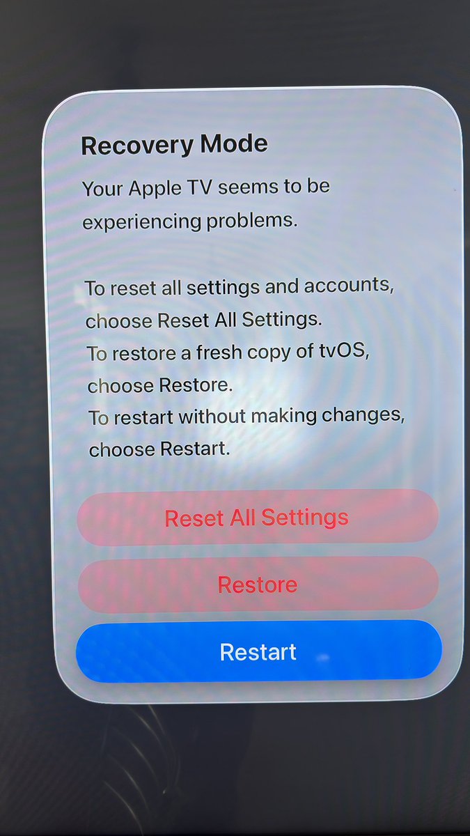 neerajmintu's tweet photo. #apple #appletv 
Please update status 

Apple case id 102873094306
Waiting for a solution of software restoration after apple tv 4k freeze screen and unresponsive to remote 
#Apple must support for software restoration 
#applesofwaresupport policy https://t.co/OFIhXuTLe7