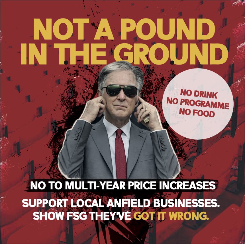 ‼️TODAY ‼️

🟨 SHOW FSG THE YELLOW CARD 🟨

❌ Send a message to <a href="/John_W_Henry/">John W. Henry</a>: 

⛔️ NO TO THREE YEARS OF PRICE RISES AT ANFIELD 

💰Not A Pound In The Ground

ℹ️ More info: spiritofshankly.com/2026/04/06/no-…