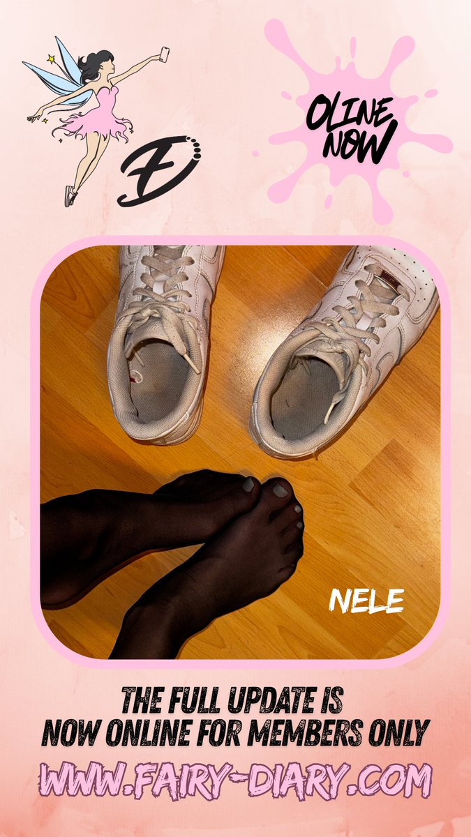fairy_diary_com's tweet photo. Yesterday's member updates are exclusive to the online member area. Several pictures of Emelie and one of Nele in black tights with her white Nike AF1 shoes and white painted toenails. Have a wonderful weekend everyone! #fairydiary #fairy #diary #feetmodel #shoemodel #sockmodel #germansocks #germanshoes