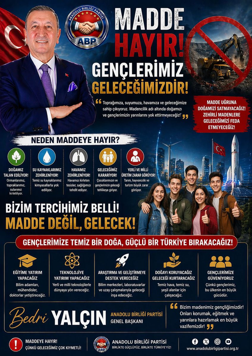 Bedri Yalçın Anadolu Birliği Partisi Genel Başkanı tweet media