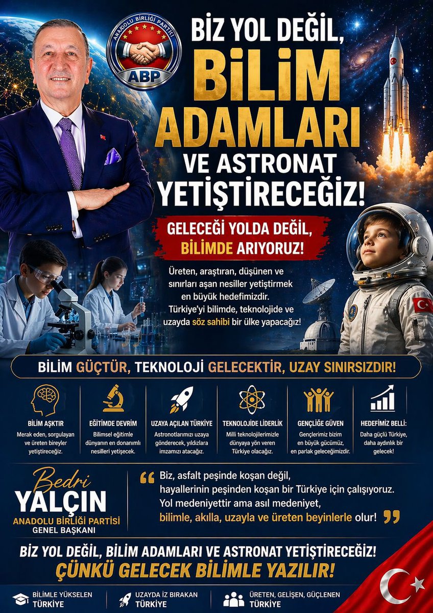 Bedri Yalçın Anadolu Birliği Partisi Genel Başkanı tweet media