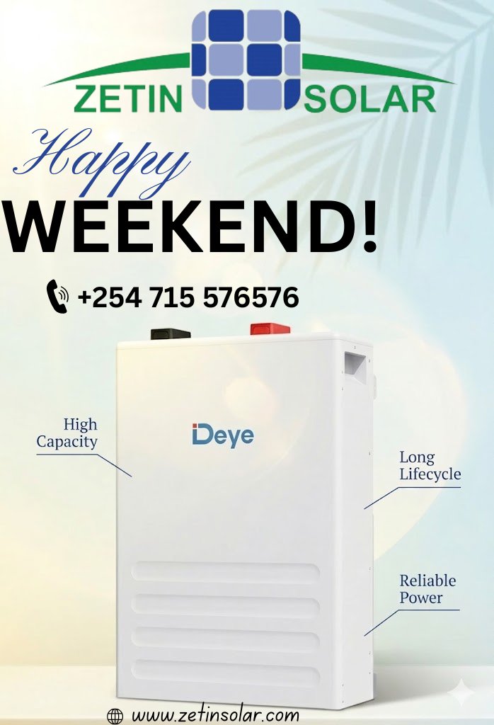 💥 We have exclusive offers on Deye batteries, you don’t want to miss!

Contact us today
📞 +254 715 576576

Happy Weekend! ⚡
#deyeoffers #DeyeBatteries #solarbatteries