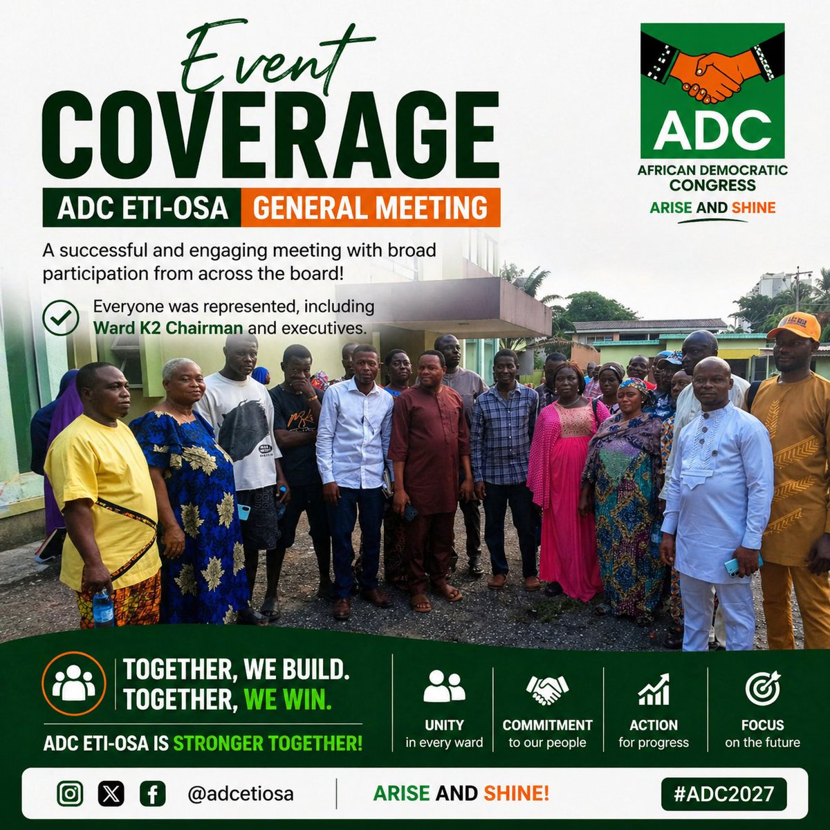 adcetiosa's tweet image. Strong conversations. Shared vision. United purpose.

The ADC Eti-Osa General Meeting brought together everyone. Every voice mattered. Every ward was represented. 

ADC Eti-Osa is rising.

#ADC #Etiosa #GeneralMeeting #GrassrootsPolitics #ADC2027