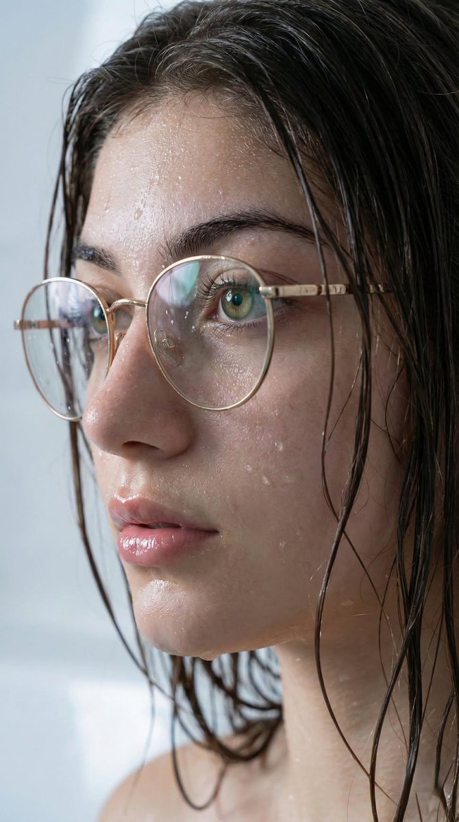 Hyper-Real Wet Portrait with Emerald Gaze - PromptGather image 1