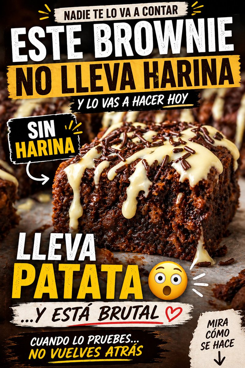 natiptorres's tweet photo. Este brownie no lleva harina…
y está brutal 😳
Lleva patata y no lo vas a creer 🔥

👇
 https://t.co/1rH4LaJGp7 https://t.co/xki6Wjrid7