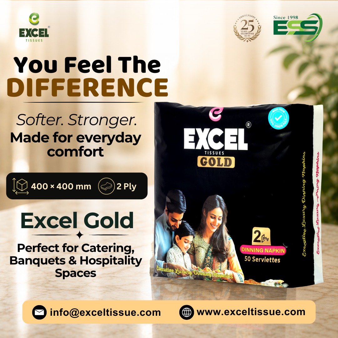 ExcelTissue's tweet image. Feel the difference in every touch✨
Upgrade your everyday essentials with Excel Gold — crafted for superior softness, strength, and comfort. 

🌐 exceltissue.com
📧 info@exceltissue.com

#ExcelTissues #PremiumQuality #HospitalityEssentials #SoftAndStrong #HygieneMatters