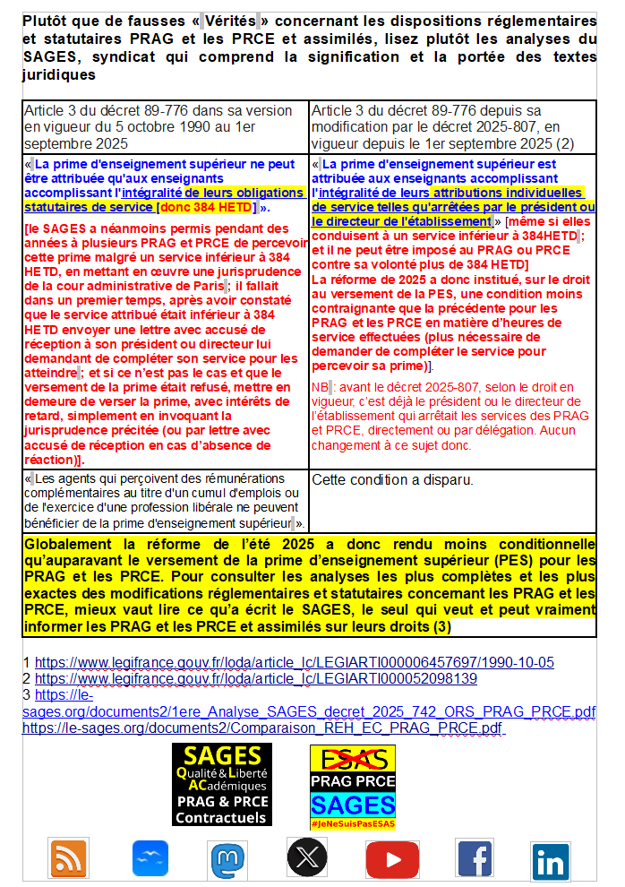 PragPrce's tweet photo. La « vraie » vérité sur la prime d'enseignement supérieur des PRAG et des PRCE !
https://t.co/OzTucwAqAI
#PES #PRAG #PRCE #384h #ESAS #JeNeSuisPasESAS #CSAM_ESR2026 https://t.co/G71bGlhCx0
