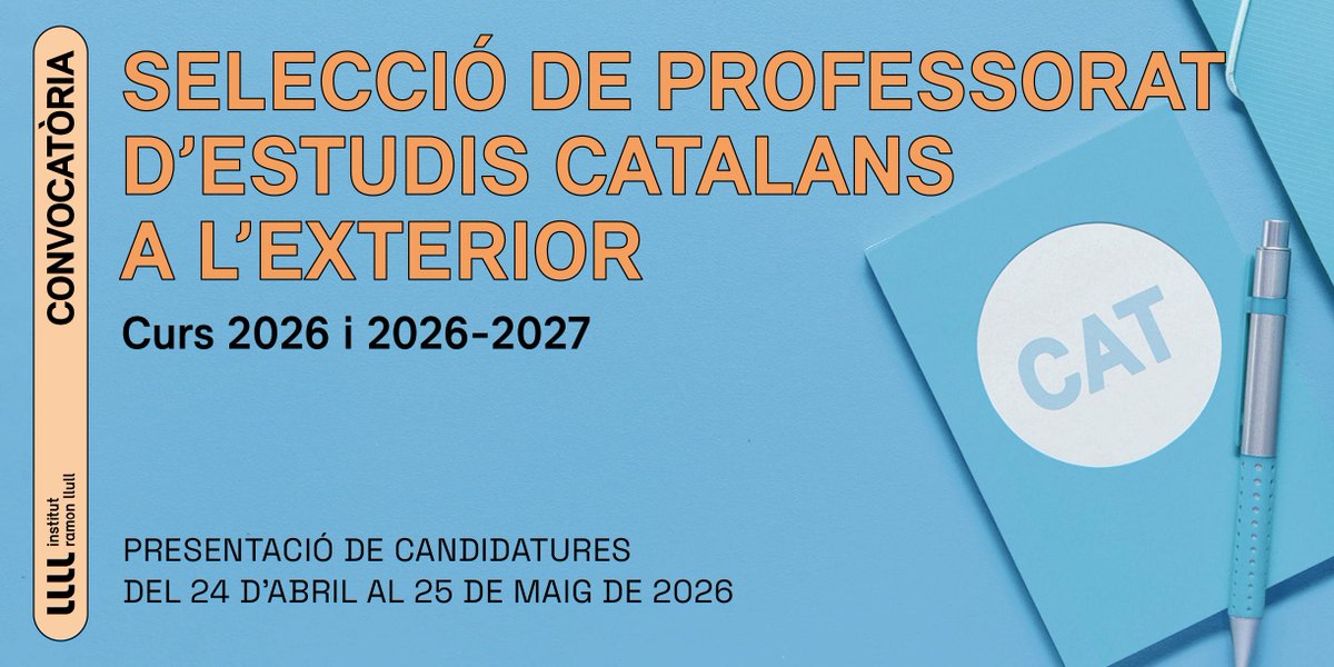 Vols ensenyar català fora de Catalunya? L'IRL busca professorat a:
🇦🇷Buenos Aires
🇨🇭Zurich
🇩🇪 Frankfurt, Constança
🇸🇮 Ljubljana
🇪🇸Granada, Salamanca
🇫🇮 Hèlsinki
🇫🇷 Ais-Marsella, Tolosa
🇬🇧 Glasgow
🇮🇪 Maynooth
🇮🇹Nàpols
🇵🇱 Poznań
Termini fins al 15 de maig: llull.cat/catala/aprendr…