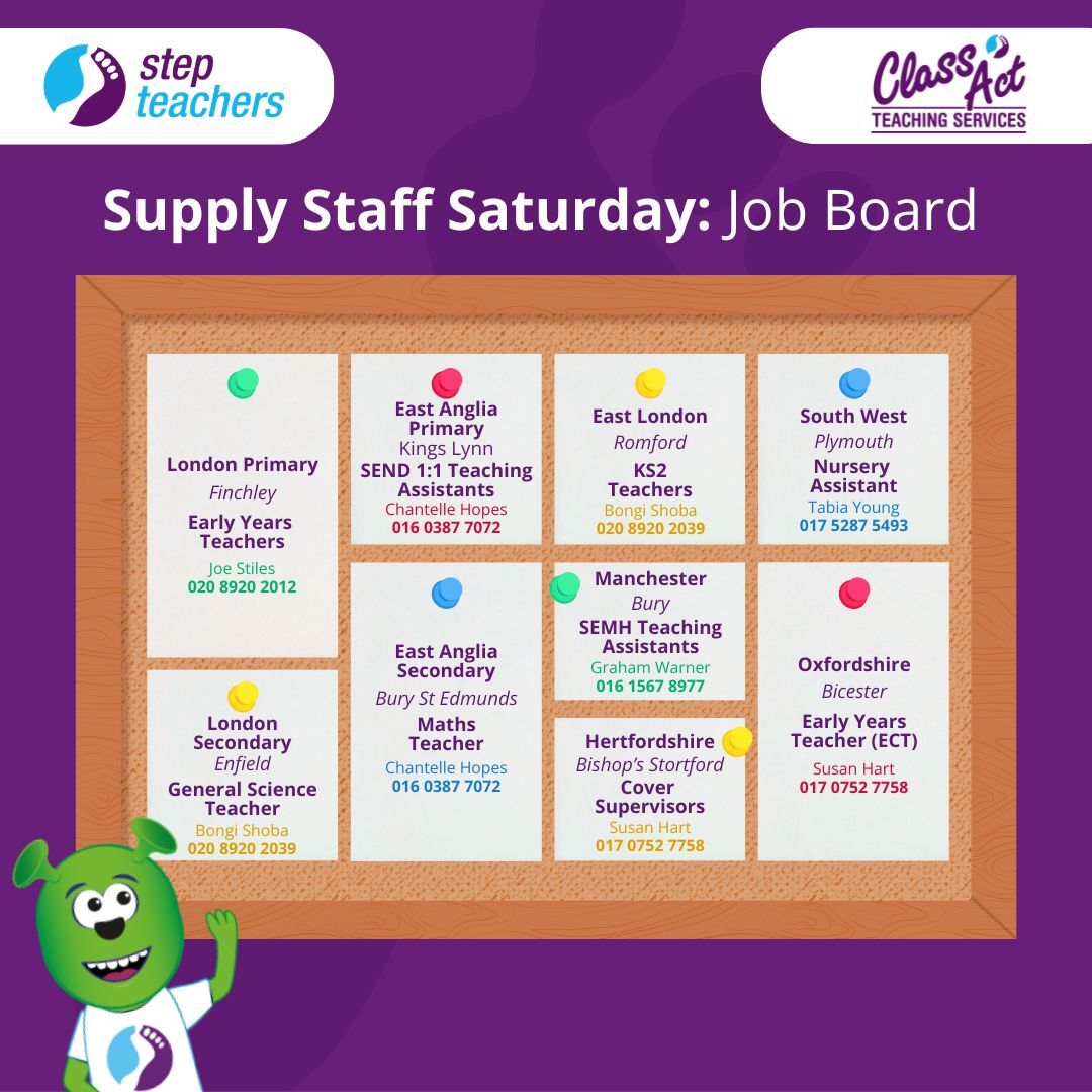 Step_Teachers's tweet image. SUPPLY STAFF SATURDAY ALERT! 🔔

Seeking a fresh opportunity? Explore our latest job openings – schools are actively looking for teachers and supply teachers like you!

View our complete list of vacancies here 👉 eu1.hubs.ly/H0tNFL20 👈

#Vacancies #TeachingJobs #StepTeachers