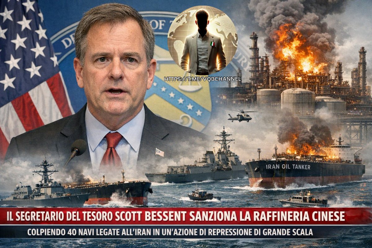 24 aprile 2026, USA - Iran - Cina 

SANZIONI RECORD RAFFINERIA CINESE E 40 NAVI LEGATE ALL’IRAN SOTTO ATTACCO USA

IL SECRETARIO DEL TESORO SCOTT BESSENT SANZIONA LA RAFFINERIA CINESE, COLPIENDO 40 NAVI LEGATE ALL'IRAN IN UN'AZIONE DI REPRESSIONE DI GRANDE SCALA

Il Segretario al