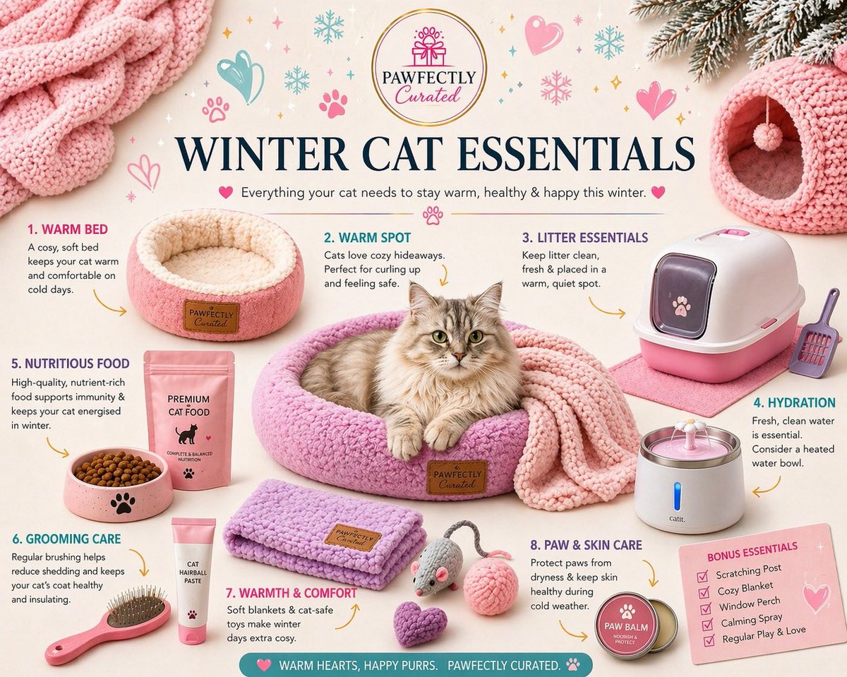 PawfectlyC's tweet image. Does your cat have everything they need this winter? ❄️🐾

This is what love looks like in a box. 🎁
Hand-picked. Curated with care.

Warm. Cosy. Completely cared for.

#PawfectlyCurated #WinterCatEssentials #CatMom #CatsOfInstagram #PetGiftingJoburg #CuratedForPawrents