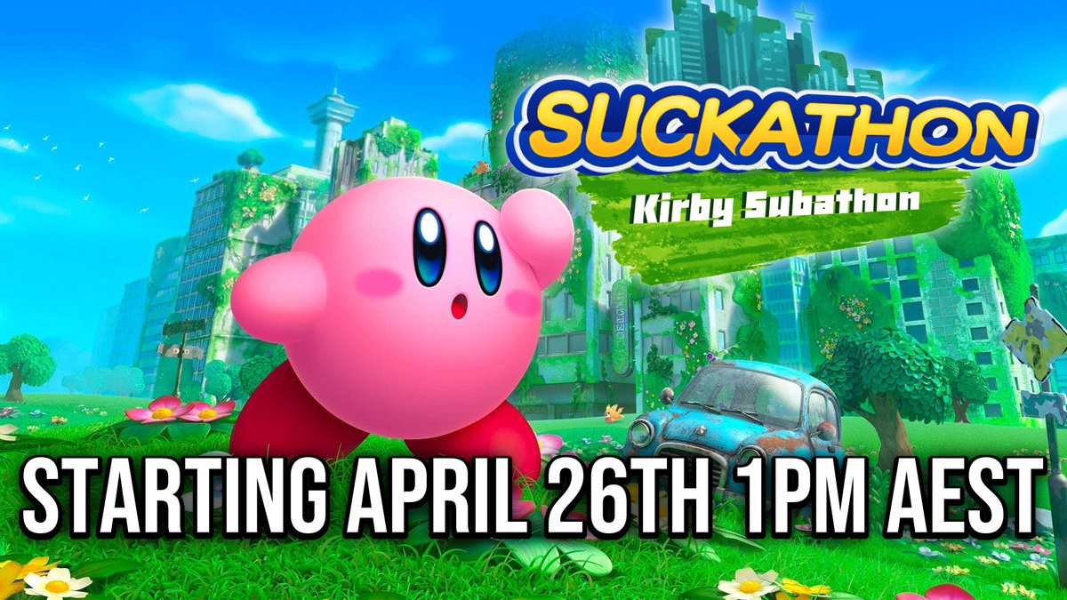 Thomas_Horak's tweet photo. The Suckathon starts TOMORROW! 🚨 I'll be live most days on Twitch and YouTube to try play as many Kirby games as possible! Starting 1pm Australia time tomorrow! From Tuesday I'll be live after work each day around 5:30pm for 3 hours, and LONG 10+ hour streams on the weekend! https://t.co/5hN9aGL89C