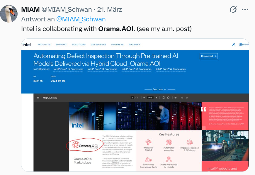 MIAM_Schwan's tweet image. A nice one 👏. I hadn't seen a comparison of Akida 1000 and 1500 yet. Until now ...

Billion Wan/CTO of Orama.AOI is fond of Akida and made this comparison. Interestingly Orama.AOI is collaborating with #Intel.

@BrainChip_inc $BRN $BRNHCF