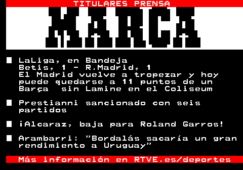 rtvetext's tweet image. 𝚃𝙸𝚃𝚄𝙻𝙰𝚁𝙴𝚂 𝙳𝙴 𝙿𝚁𝙴𝙽𝚂𝙰 #MARCA 

es.kiosko.net/es/np/marca.ht… 👈

25/abril