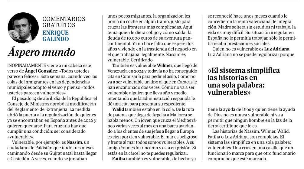 engalindo's tweet photo. ÁSPERO MUNDO

Mi artículo de hoy en @elmundocs 

https://t.co/SWrdvvdImS https://t.co/Rt7WsGxI6T