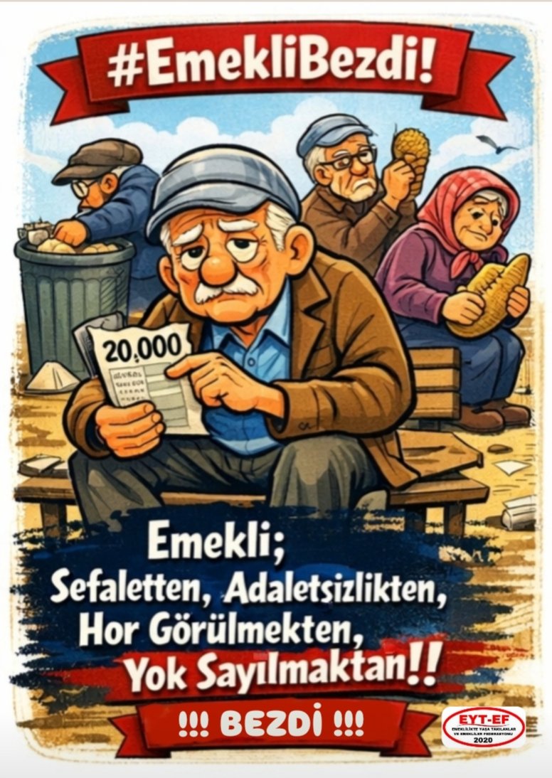 izmireytef's tweet photo. Emekli;

Sefaletten,
Adaletsizlikten,
Hor görülmekten,
Yok sayılmaktan,
Sadaka zamlardan,
İnsanca yaşayamamaktan,

Usandı bezdi artık !

Yeter !

Rağmenlere rağmen;
Dimdik duran #Emekli
Sandıkta kesecek hesabı !

#EmekliBezdi
#5000KısmiBezdi
@RTErdogan
@isikhanvedat https://t.co/RT9pIH0p6E