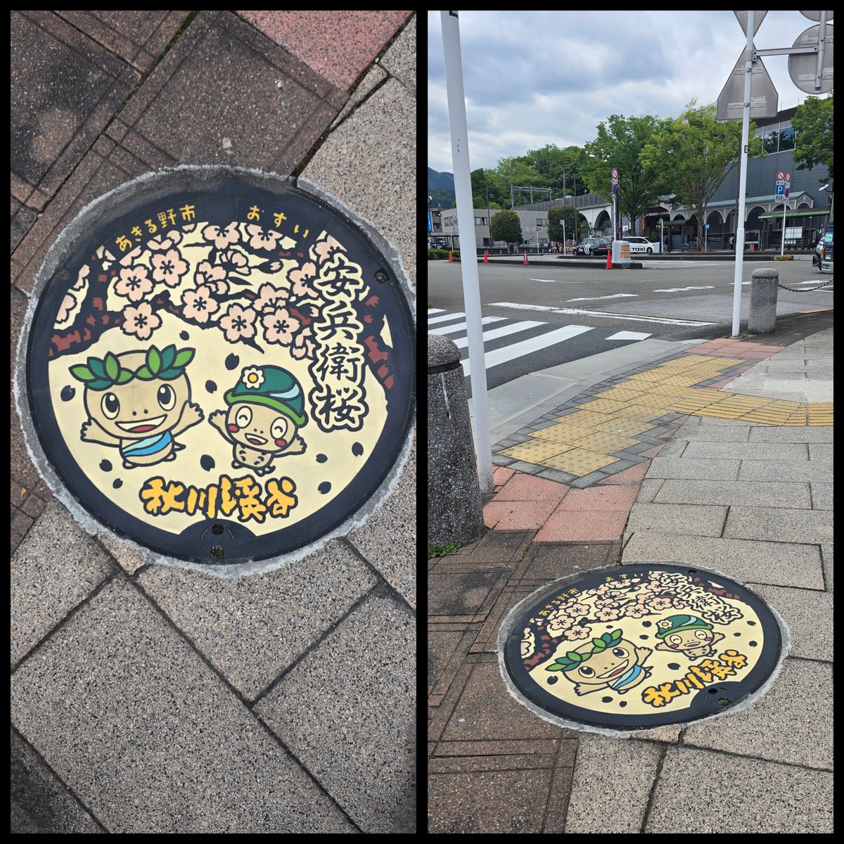 LacusUltimatia's tweet photo. 2026.4.25
#28弾マンホールカード　昨日からフレア五日市にて配布開始　#マンホールカード　東京都あきる野市ロット001をゲット　デザインはあきる野市イメージキャラクター森っこサンちゃんと安兵衛桜　実物マンホールはフレア五日市の前の交番前に。
#249枚目 https://t.co/FPfTADeVES