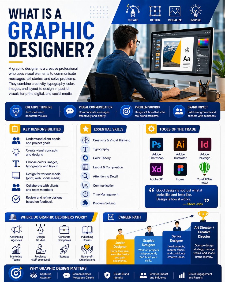 tcregraphix's tweet image. Graphic Design = Communication 🎯
A graphic designer doesn’t just make things look good.
They: • Communicate ideas
• Solve problems
• Build brands
Design is the silent voice of every successful business.
Retweet if you agree 🔁
#GraphicDesign #DesignMatters #Branding #Creative