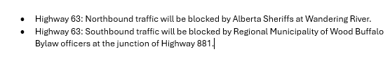 511Alberta's tweet image. Alberta RCMP current road closures in effect for Fort McMurray &amp;amp; Wandering River areas, Apr.25. (2:27am) #ABRoads #ymm #rmwb