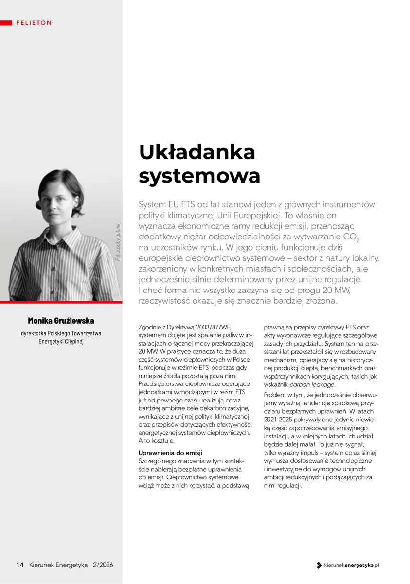 PTEC_'s tweet photo. Jest już najnowszy numer magazynu @kenergetyka, a w nim felieton #MonikaGruźlewska – dyrektorki #PTEC na temat rewizji #EU_ETS #EUETS #ciepłownictwo #energetyka 📰➡️ https://t.co/AxRpw8Ma4b https://t.co/Y1l6kJuyUA