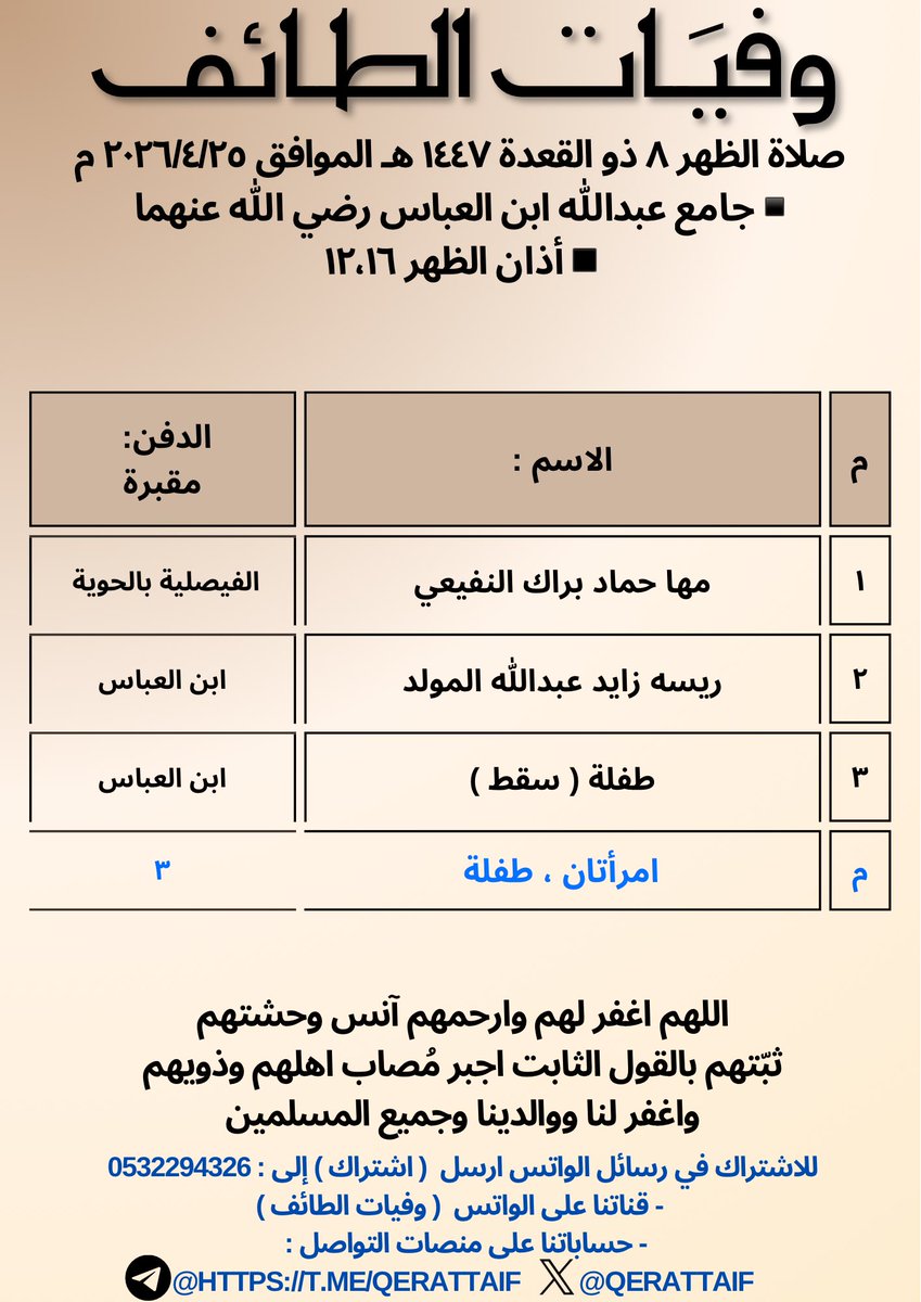 وفيَات الطائف tweet media