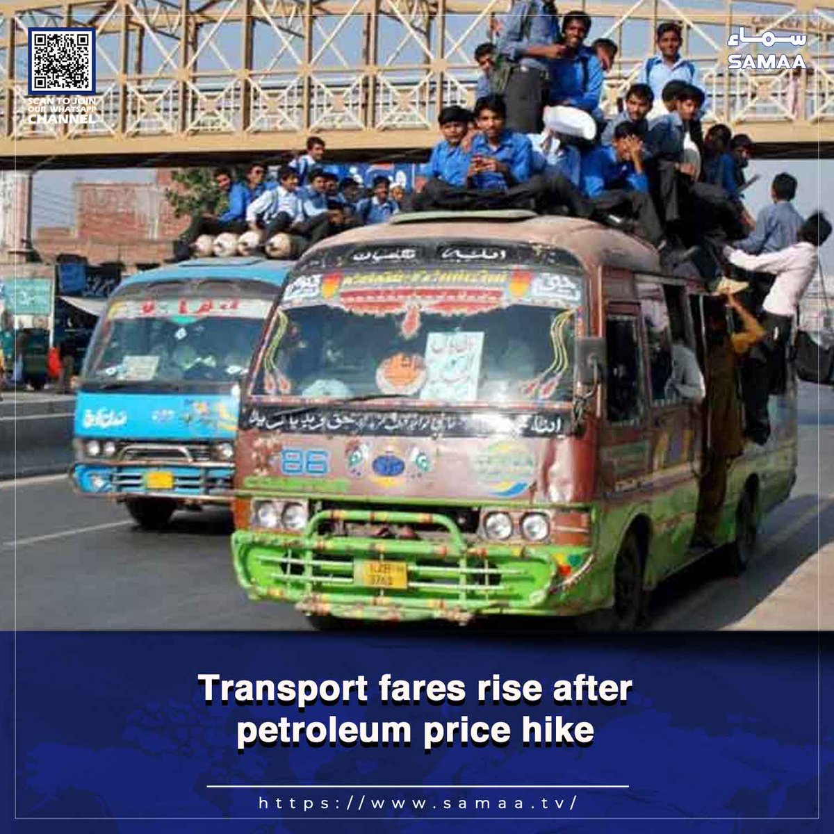 SAMAATV's tweet image. Public transport, goods carriers announce separate hikes amid rising costs

Read more: samaa.tv/2087349829

#SamaaTV #transportation #petroleumprice #petrolprice #dieselprice