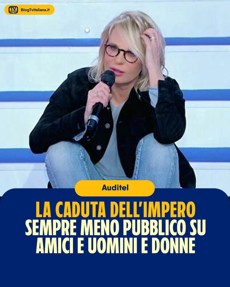 TV_Italiana's tweet image. 😳 Inizia a delinearsi sempre più complicata la presenza degli show di Maria De Filippi nel daytime di #Canale5, specie sotto il profilo degli #AscoltiTv. 

📉 Ieri 24 aprile 2026, #Amici25 ha raccolto solo 1mln di spettatori medi. 
Male pure #UominieDonne a 1,9mln spettatori.