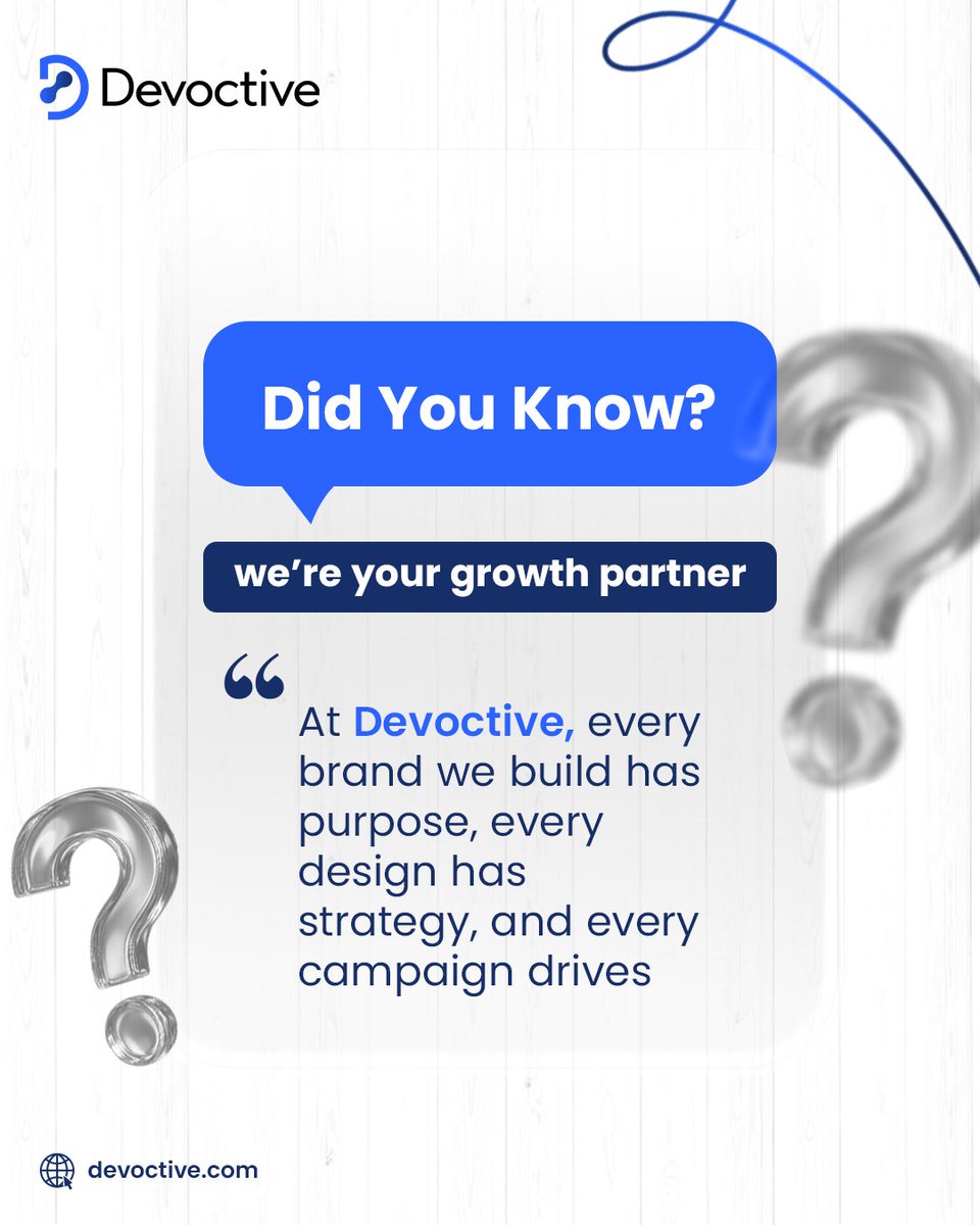 devoctive's tweet image. Not just another agency  a partner in your growth

At Devoctive, we don’t follow trends we build brands with purpose, design with strategy, and deliver results that actually matter.

Ready to grow smarter, not louder?

#Devoctive #DigitalAgency #GrowthPartner #BrandStrategy