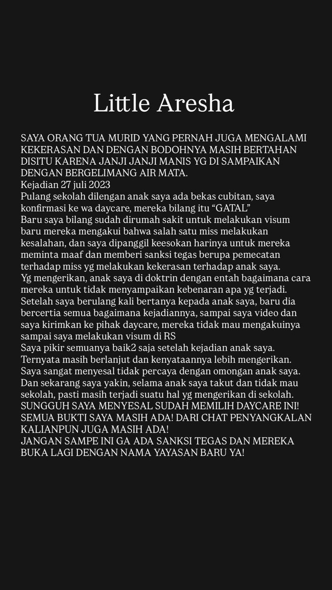 archeerl's tweet image. Harus usut tuntas, jangan biarkan oknum2 ini berkeliaran.
Apalagi sampe bebas dan buka daycare dgn nama lain !!
#jogja #daycare