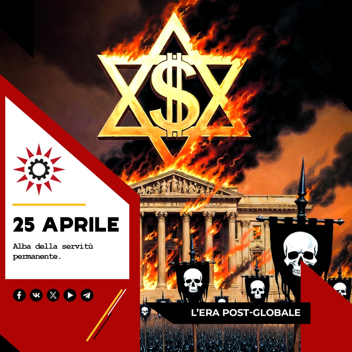 💥 

Finance and war have merged into one system:
data, AI, markets, command.

🏴 As #Dugin writes:
“If man does not connect to the Principle, he becomes an object.”

From Logos → calculation.

👉 Full text: shorturl.at/cIqfG

#festadellaliberazione #WWIII