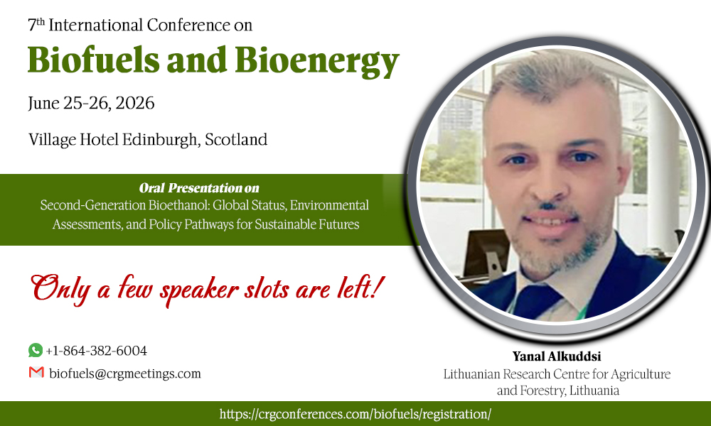 Coalesce_Groups's tweet image. Speaker Announcement!
  
We are honoured to announce “Dr. Yanal Alkuddsi” as our speaker at Biofuels 2026

More details: crgconferences.com/biofuels/regis… 
 
Don’t miss the chance to be part of Biofuels 2026!
  
 #Biofuels2026 #Bioenergy #Edinburgh #Scotland #Biofuelsconference2026
