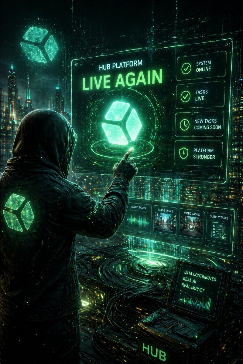 aloimet's tweet photo. Hub is back live 👀

A few days of silence and now it makes sense.

They weren’t pausing but they were reinforcing the foundation.

Now tasks are coming live again and more drops are coming in the next few days @hubxyz

It feels like things are about to pick up speed. https://t.co/8rOyAHj9U5