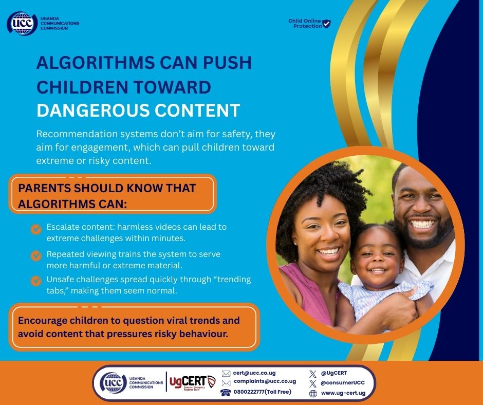 GideonSsekidde's tweet image. Algorithms chase attention, not safety.

Teach kids to question viral trends, use safety controls, and skip content that pushes risky behavior.

Protect their feed. Protect their future.

#OnlineSafety #GoldenPosts @UgCERT #KeepKidsSafe @UCC_ED