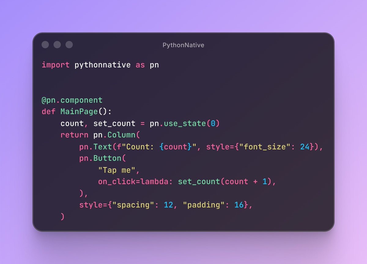PythonNative tweet media