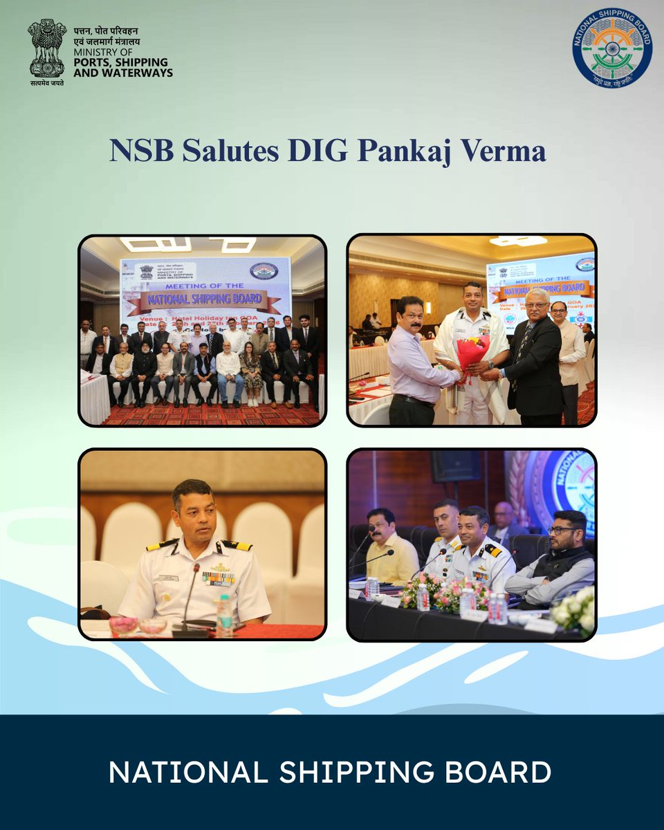 NSB thanks DIG Pankaj Verma, Indian Coast Guard, for his dedicated service and invaluable contributions to coastal security and maritime safety. Wishing him continued success ahead. 🇮🇳

#IndianCoastGuard #NSB #MaritimeSafety