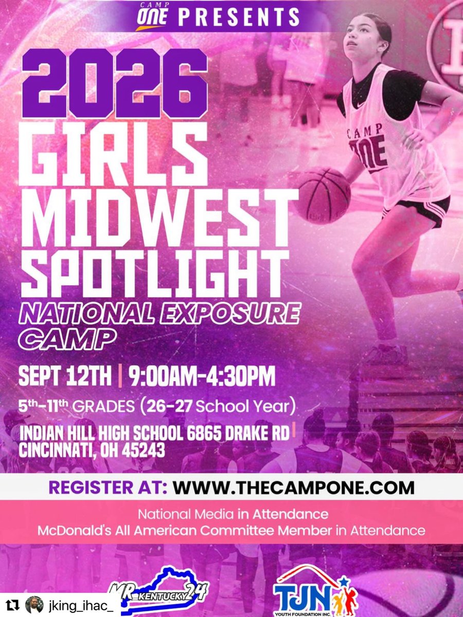 ALAhoops1's tweet photo. #Girls 5th thru 11th grade #CincyOh At #IndianHighSch  #GirlsMidwestSpotLight exposure hoop camp #Sept12 🏀🏀🏀🏀🎯🎯 https://t.co/wf42642gAU