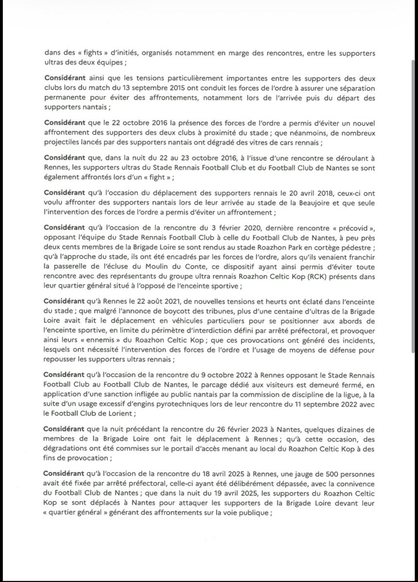 titirosso's tweet photo. @ORTFr Arrêtés préfectoraux (préfectoral et ministériel) concernant le match Rennes - Nantes :
#SRFCFCN https://t.co/ClVh58B2oa