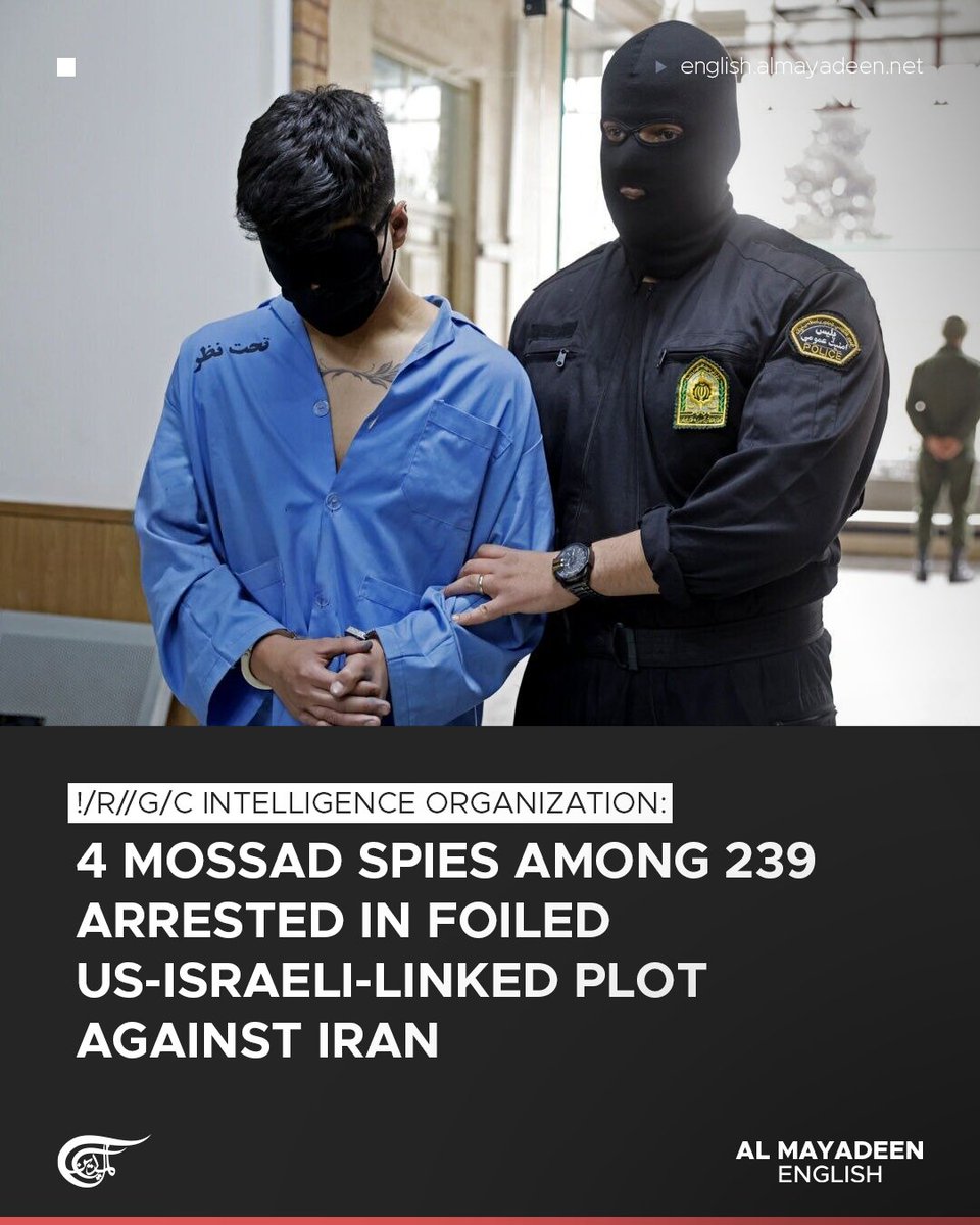 MayadeenEnglish's tweet image. Iran’s IRGC Intelligence Organization announced it has dismantled and successfully foiled a network of #US–Israeli-linked cells preparing a military attack from the country’s western regions.

The organization arrested 11 operatives and 73 additional anti-Revolution agents and