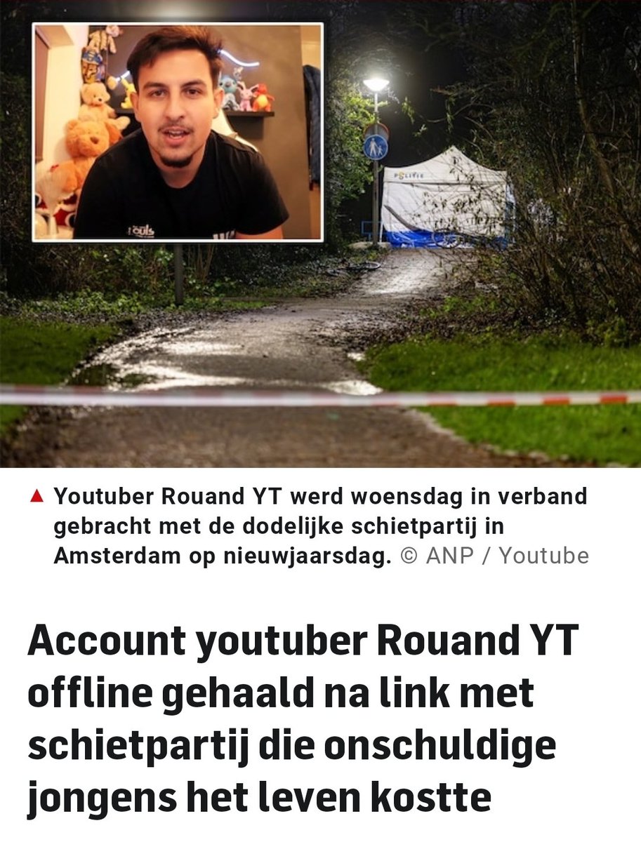 maartenbrink's tweet photo. Account van youtuber #RouandYT offline gehaald. Dit nadat hij eerder in verband werd gebracht met dodelijke schietpartij in #Amsterdam. Rouand YT nam eerder die dag video op met Efe Y., die wordt verdacht van het doodschieten van twee onschuldige jongens.
https://t.co/fl1BGdEWR5 https://t.co/YU3eSprCna