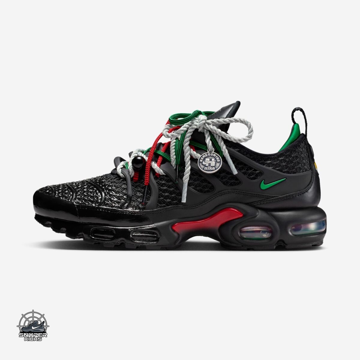 SnyperKicks's tweet image. Homecoming x Nike Air Max Plus "Pan African"
Colorway: Black/Court Green/University Red
Style Number: 
Release Date: April 25, 2026
Price: $190
#AirMax #PanAfrican #homecoming #nike