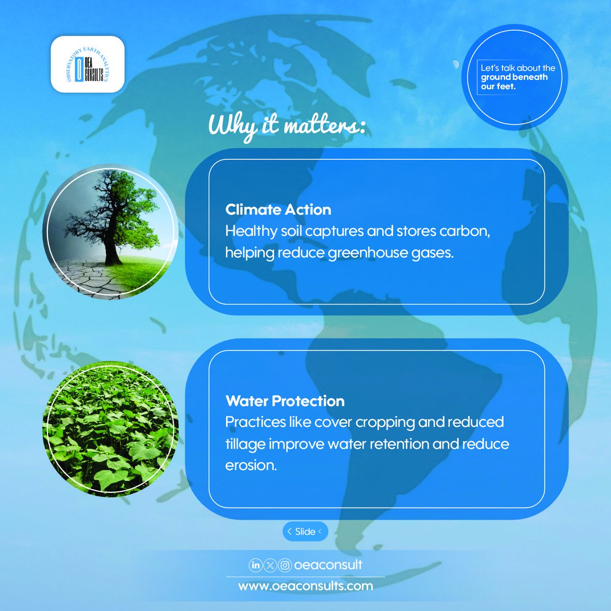 ConsultsOea's tweet photo. Can dirt save the world? 🌎 The answer is a resounding YES.

Beyond sustainability, Regenerative Agriculture is actively restoring our ecosystems, capturing carbon, and securing our food systems. It’s time to invest in the ground beneath our feet. 🌱

#WorldEarthDay #ClimateAction #Sustainability #RegenerativeAg #SoilHealth #OEA