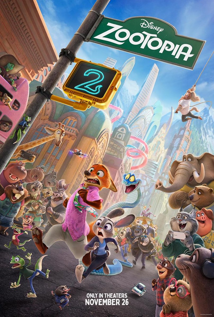 #Zootopia2 is an amazing animation with a colorful city world, smooth visuals, lots of detail. It's adventure and positive messages make a family and children friendly with nice humour. But it's became safe sequal other than groundbreaking cause predicted plot and not feel fresh.
