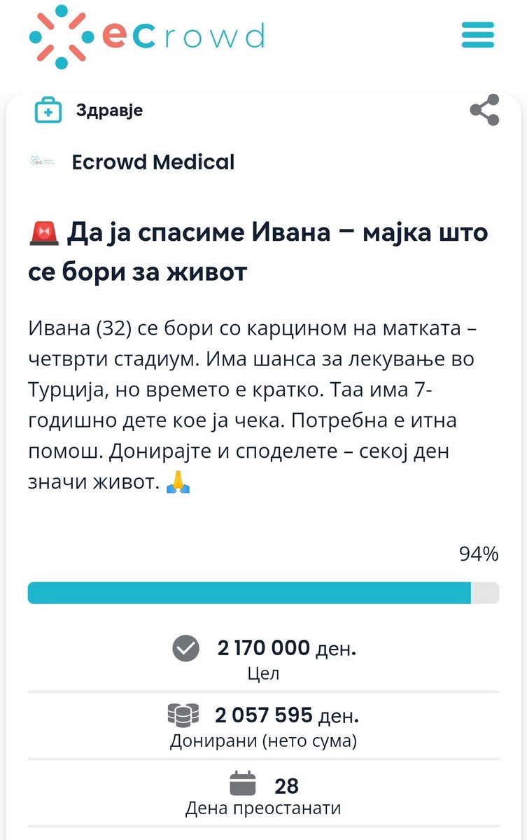 Ајде уште малку има да се соберат средства за Ивана да оди на лекување 🙏🏻