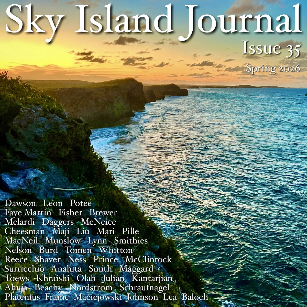 Sky1sland's tweet photo. It’s launch day! Our stunning Issue 35 features TREMENDOUS authors and unique perspectives from all around the world. Whether you’re new to Sky Island Journal—or you’re already one of our over 160,000 readers in 150 countries—curl up, relax, and join us!

https://t.co/6qoEqGKnE7 https://t.co/1mrec6GcRi