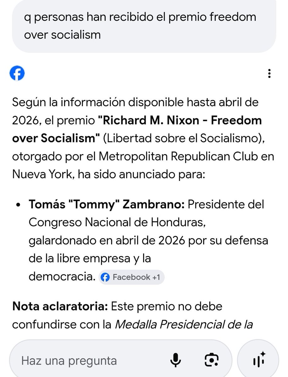 Hola <a href="/CesiaMejiaHN/">Cesia Mejía</a> , podría usted informarnos q es el premio Freedom over socialism,  y cuantas personas lo han recibido. Se lo pregunto pq hay otro premio el cual si lo han recibido muchos personajes , pero este solo tomas caquita, mas me parece un invento d el narco mayor