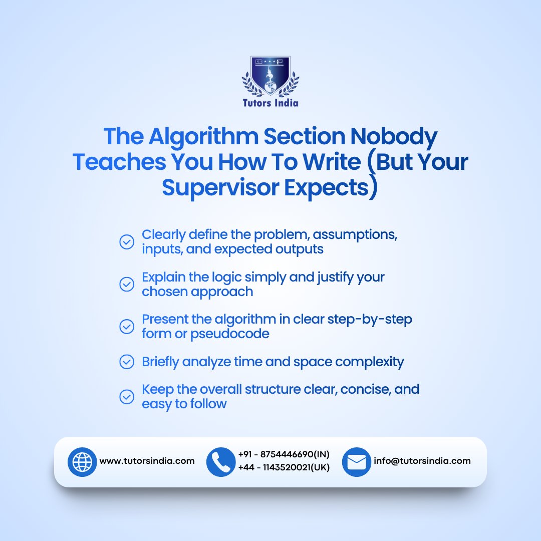 TutorsIndia's tweet photo. Your algorithm works—but can you explain it clearly?

At top South African universities, clear logic, pseudocode, and analysis make all the difference.

Get help: https://t.co/tyMdEHjeh5

#MastersDissertation #DissertationSupport #Southafricadissertation https://t.co/YQiag35rrn