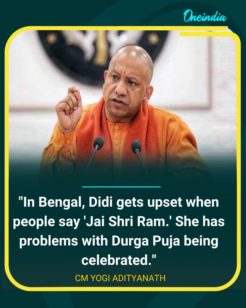 Oneindia's tweet image. Yogi Adityanath targets Bengal leadership over “Jai Shri Ram” remark

#YogiAdityanath #WestBengal #JaiShriRam #DurgaPuja #BJPvsTMC #PoliticsToday #OneIndia
